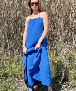 La robe CALI IDA DEGLIAME se décline en bleu royal pour l'été