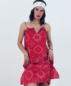 La robe st tropez ida degliame bandana rouge est tout en coton bio