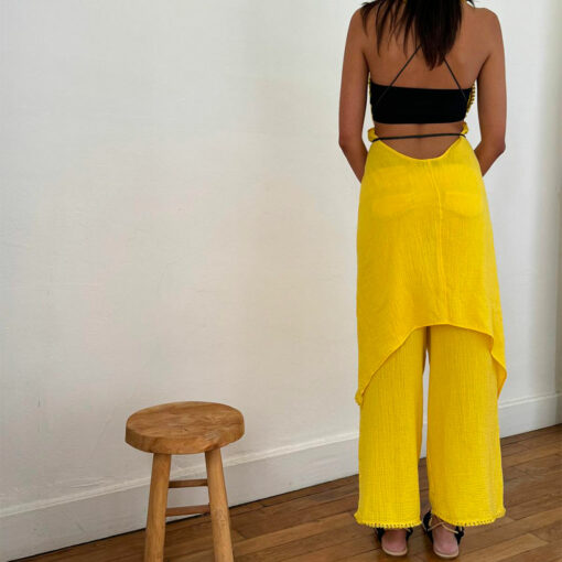 La robe paréo TULUM de la collection sauvage IDA DEGLIAME existe en couleur jaune et en taille unique