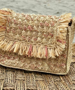 Le sac à main LAETI IDA DEGLIAME 100% raphia et taille unique se décline en rose pale