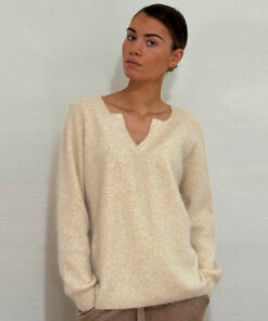 Pull PIA IDA DEGLIAME nude 100% cachemire de vison, pull femme élégant et doux pour l'hiver